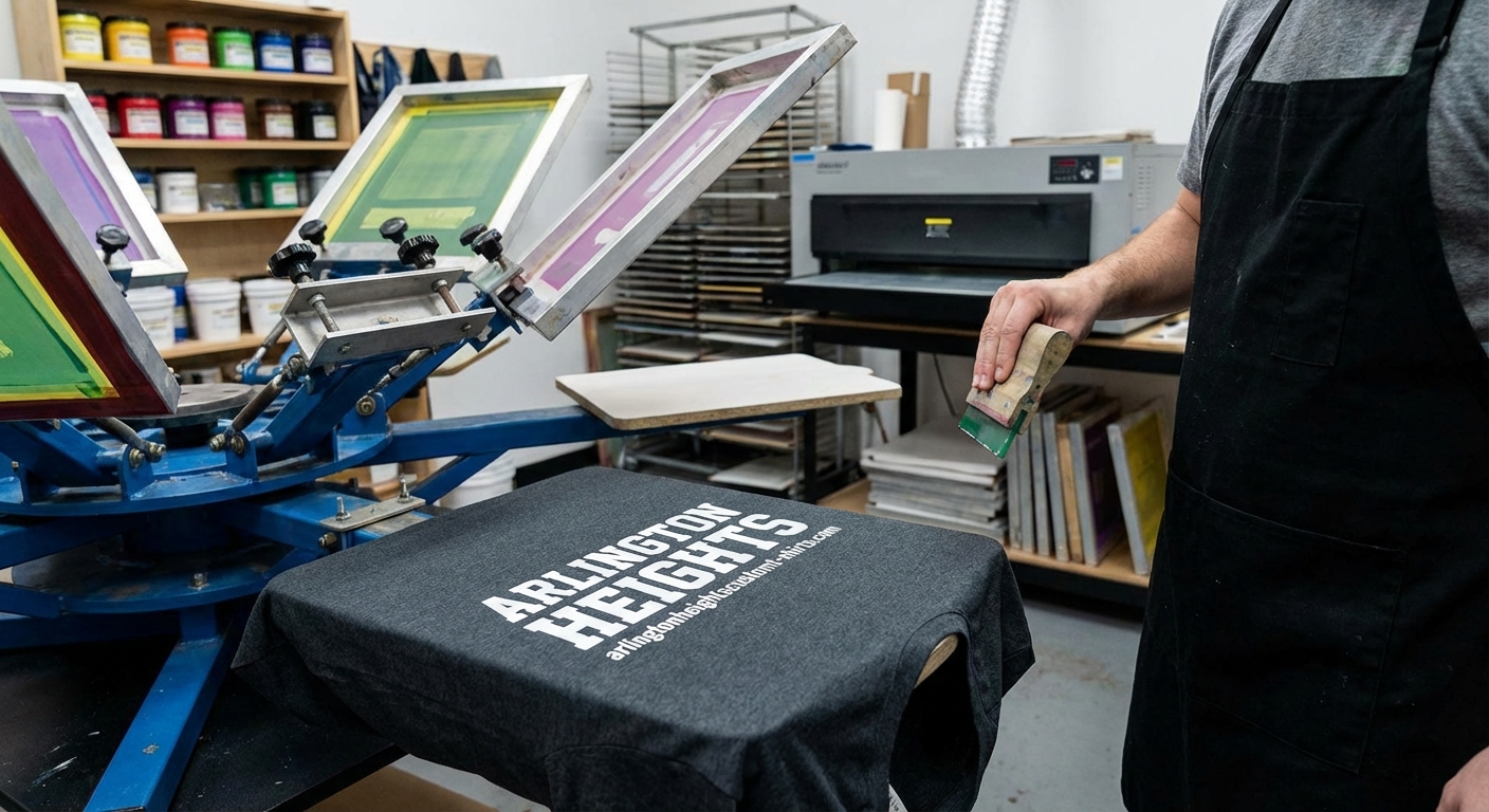 Professional screen printing process for custom t-shirts in Arlington Heights IL